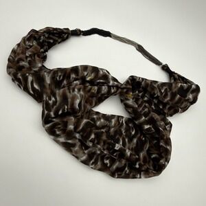 Maurices Boho Chain Scarf Necklace Brown Animal Print Statement Necklace